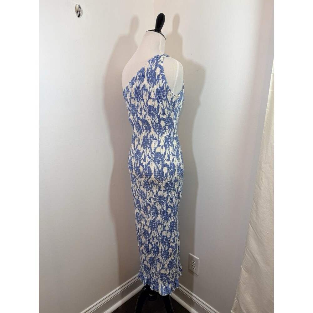 Sndys Renee Midi Dress Blueprint M Nwt Recycled Paper Resortwear Vacation Summer — image 4 of 8